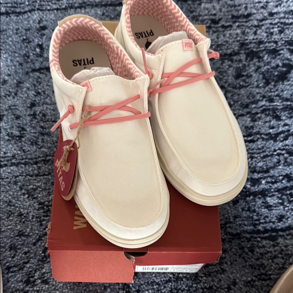 Women's Cream and Pink Sneakers